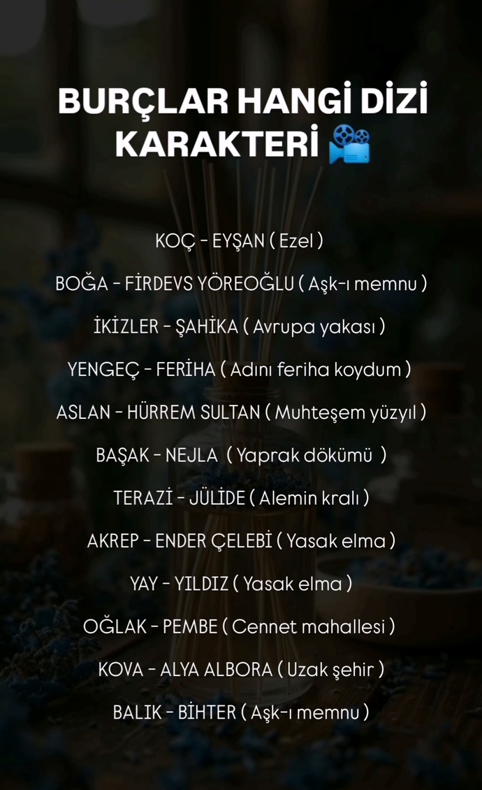 Burcuna göre hangi dizi karakterisin?
