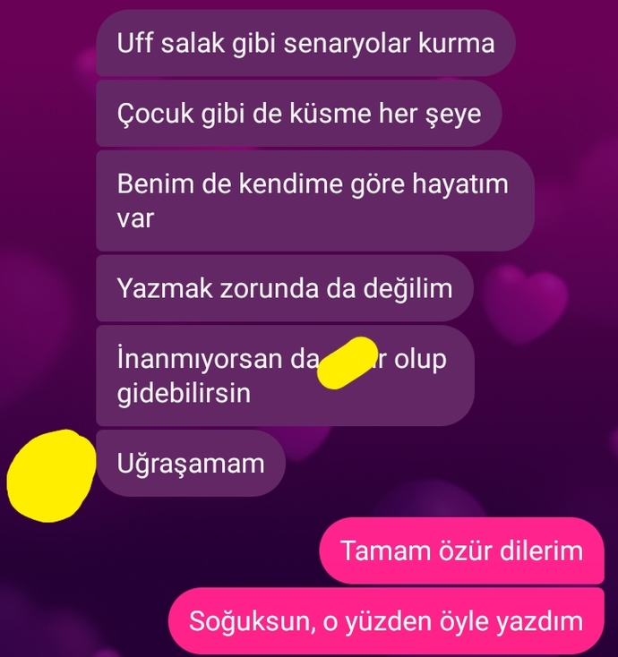 Sevgilim, bana bunları yazdı. Ne yapmalıyım?