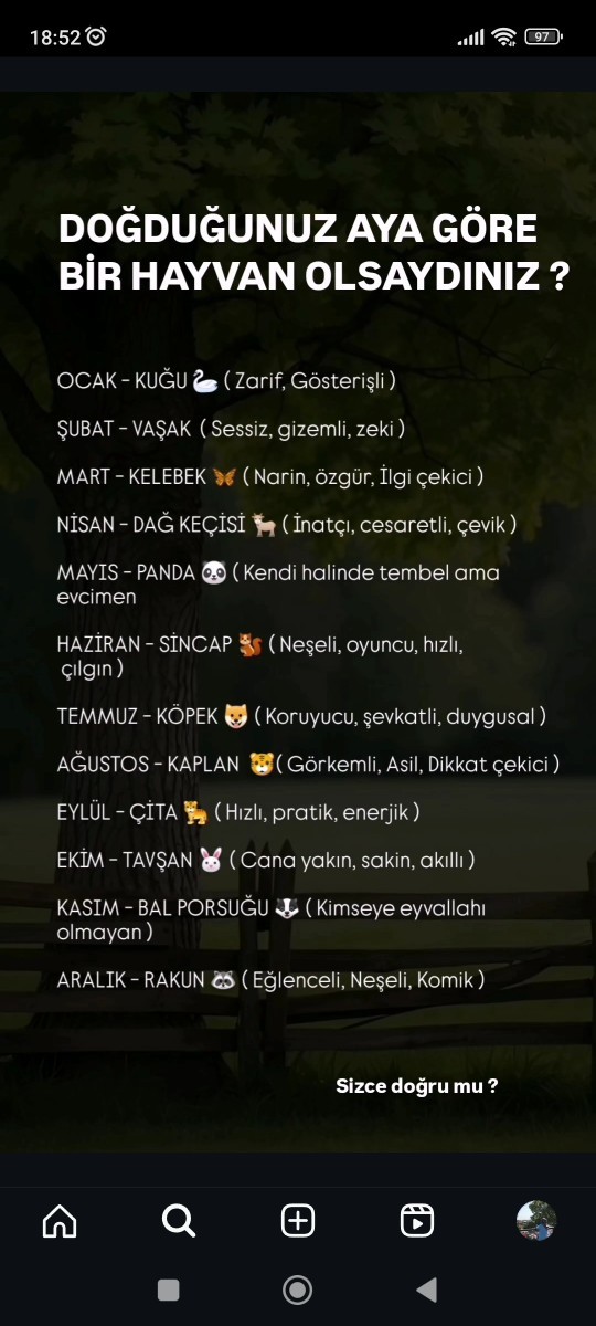 Doğum ayiniza göre hangi hayvansiniz?