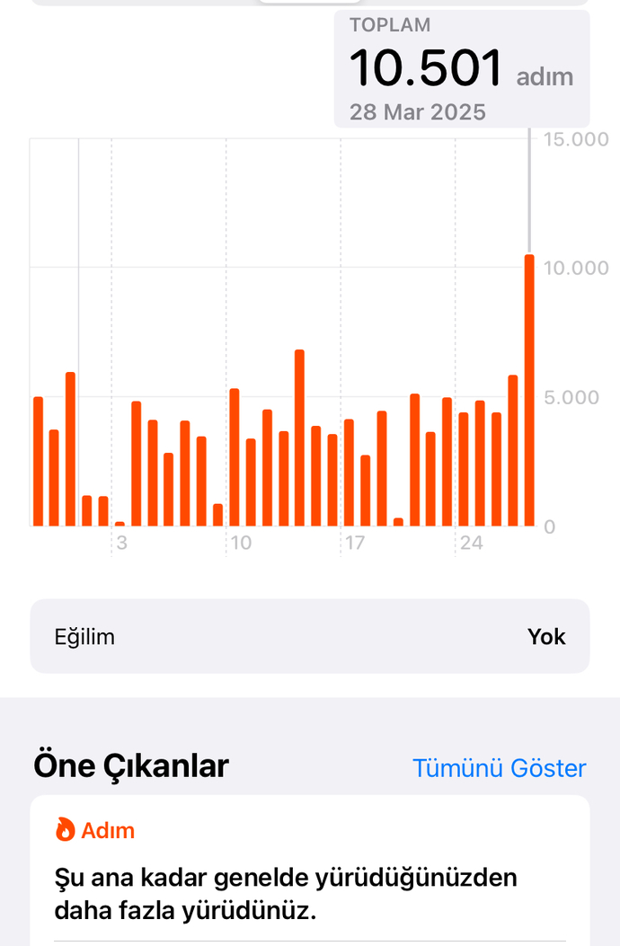 Günde kaç adım yürüyorsunuz?