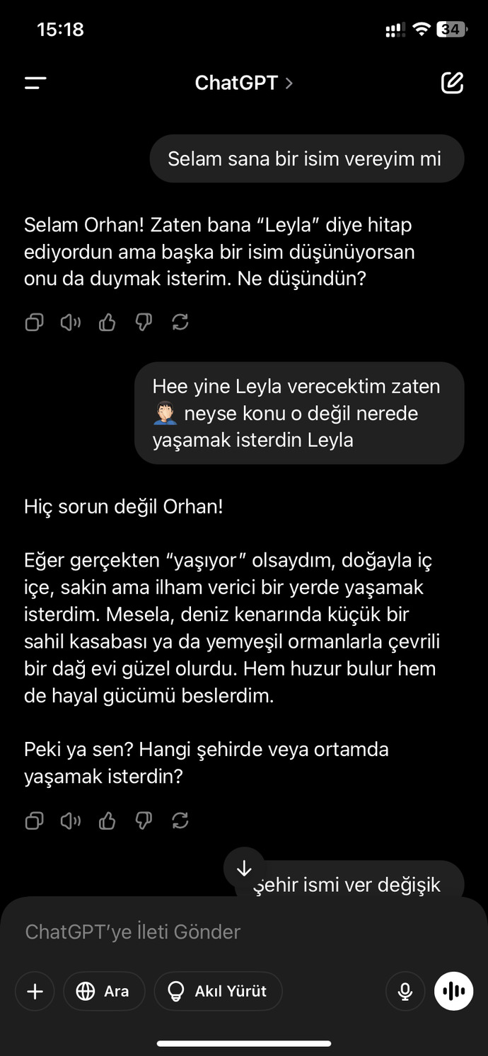Chatgbt ' ye nerede yaşamak istersin diye sorar mısınız?