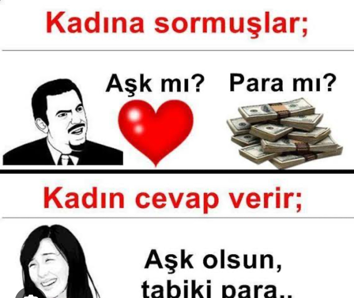 Parayı cebine , Aklı başına, Aşkı gonlune koyBunlardan hangısı senın için onemli?