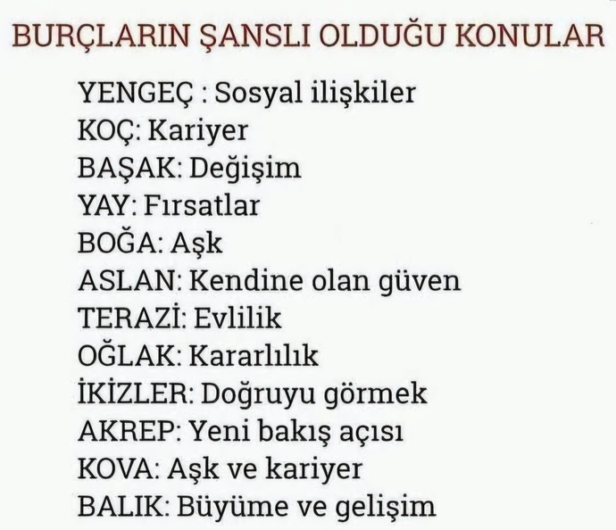 Burçların şanslı olduğu konular nelerdir?