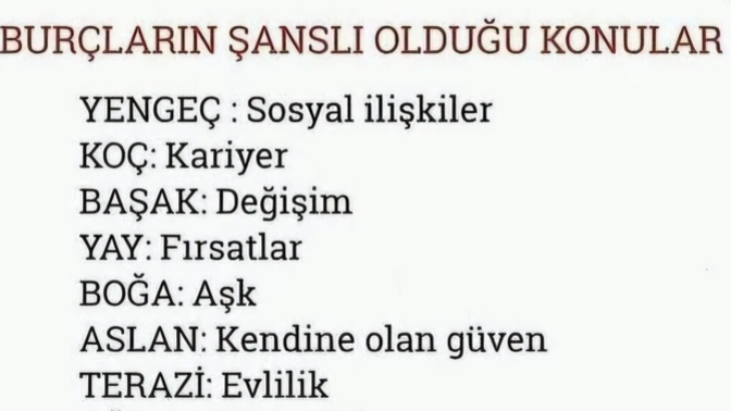 Burçların şanslı olduğu konular nelerdir?