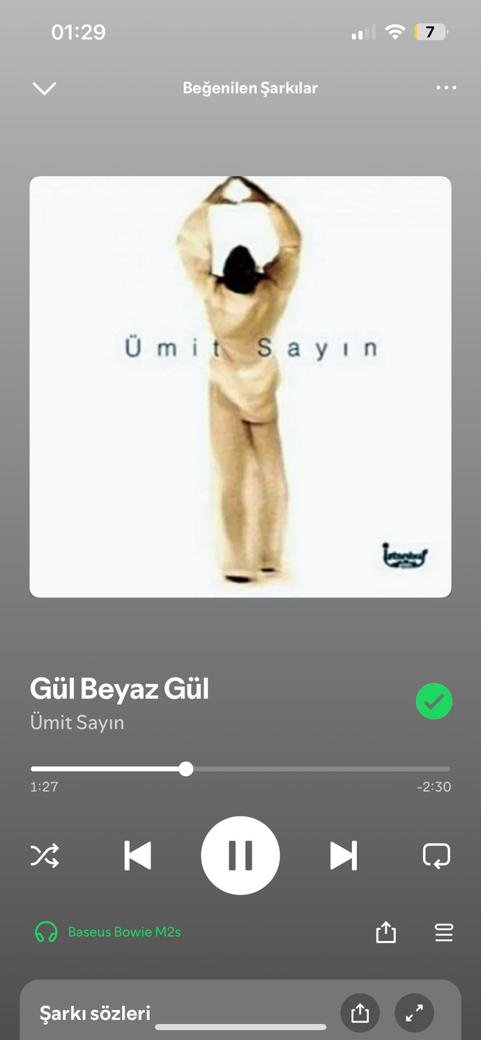 Şu an dinlediğin şarkıdan bir cümle paylaşır mısın?