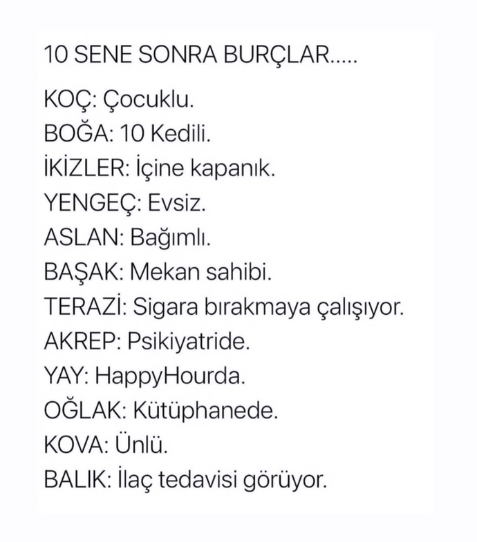 10 sene sonra senin burcun neredeymiş?