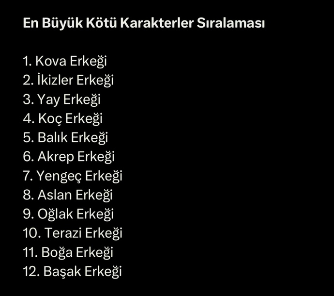 En kötü karakterler sıralamasında kaçıncı sıradasın😜?