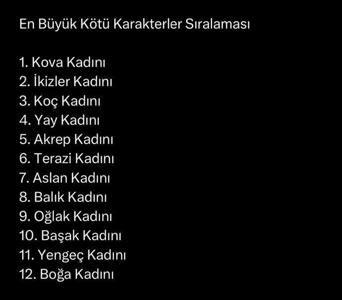 En kötü karakterler sıralamasında kaçıncı sıradasın😜?