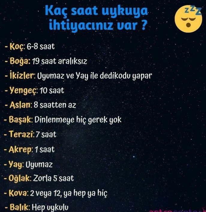 Burçların kaç saat uykuya ihtiyacı var?