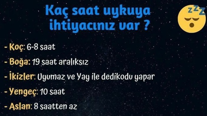 Burçların kaç saat uykuya ihtiyacı var?