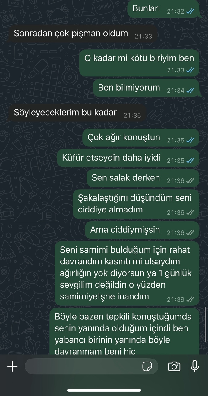 Sizce eski sevgilim neden böyle şeyler saydı?