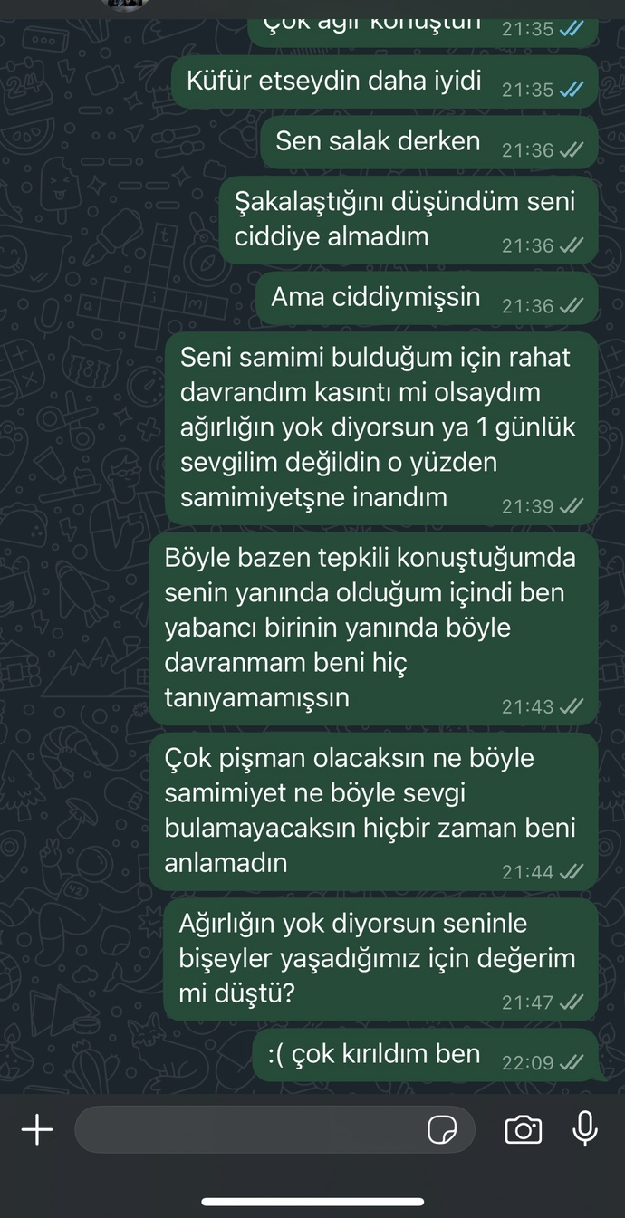 Sizce eski sevgilim neden böyle şeyler saydı?