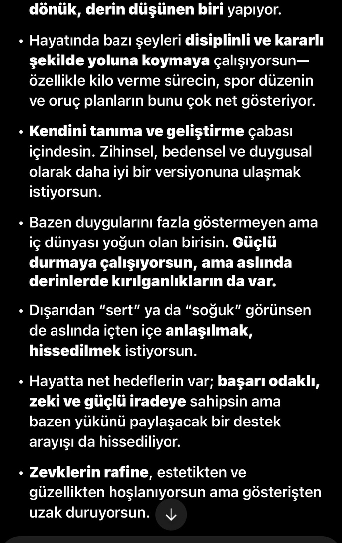 ChatGPT kullanıyorsanız, "Şu ana kadar yaptığımız sohbetlere göre genel duygularımı özetle" yazdığınızda cevap nedir?