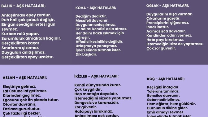 Burçların aşk hataları sizce doğru mu?