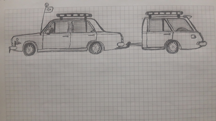 Örnek çizim... Tofaş Murat 124 ve Lada Vaz römork.