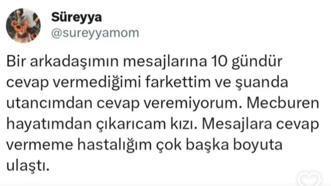 Mesajlara cevap vermeme hastalığınız var mı?