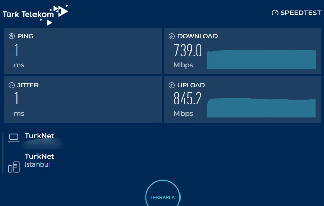 Hız testi yaptığınızda kaç mbps hız alıyorsunuz?