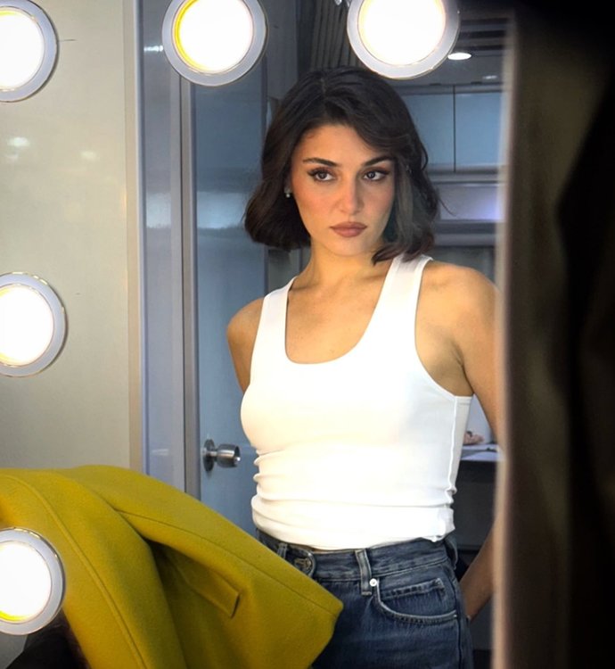 Hande Erçel yeni film çekimi için kamera karşısına geçti! Sence nasıl olmuş?