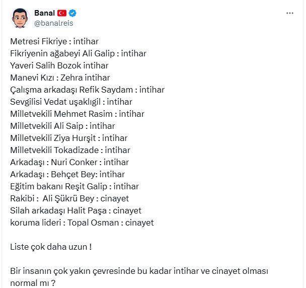 Mustafa Kemal Atatürkün çevresinin intiharla dolu olması iddiası hakkında ne düşünüyorsunuz?