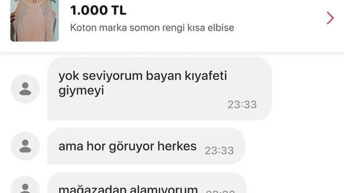 Elbisemi kendi giymek için bir erkek almak istiyor 🤦‍♀️, o tür birine elbise satılır mı?