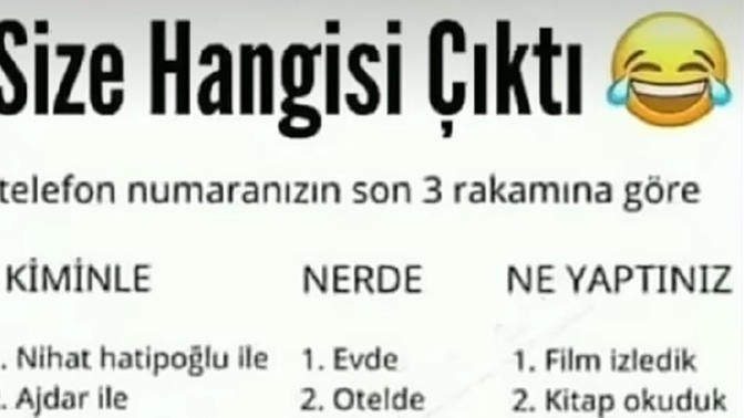 Size hangisi çıktı?