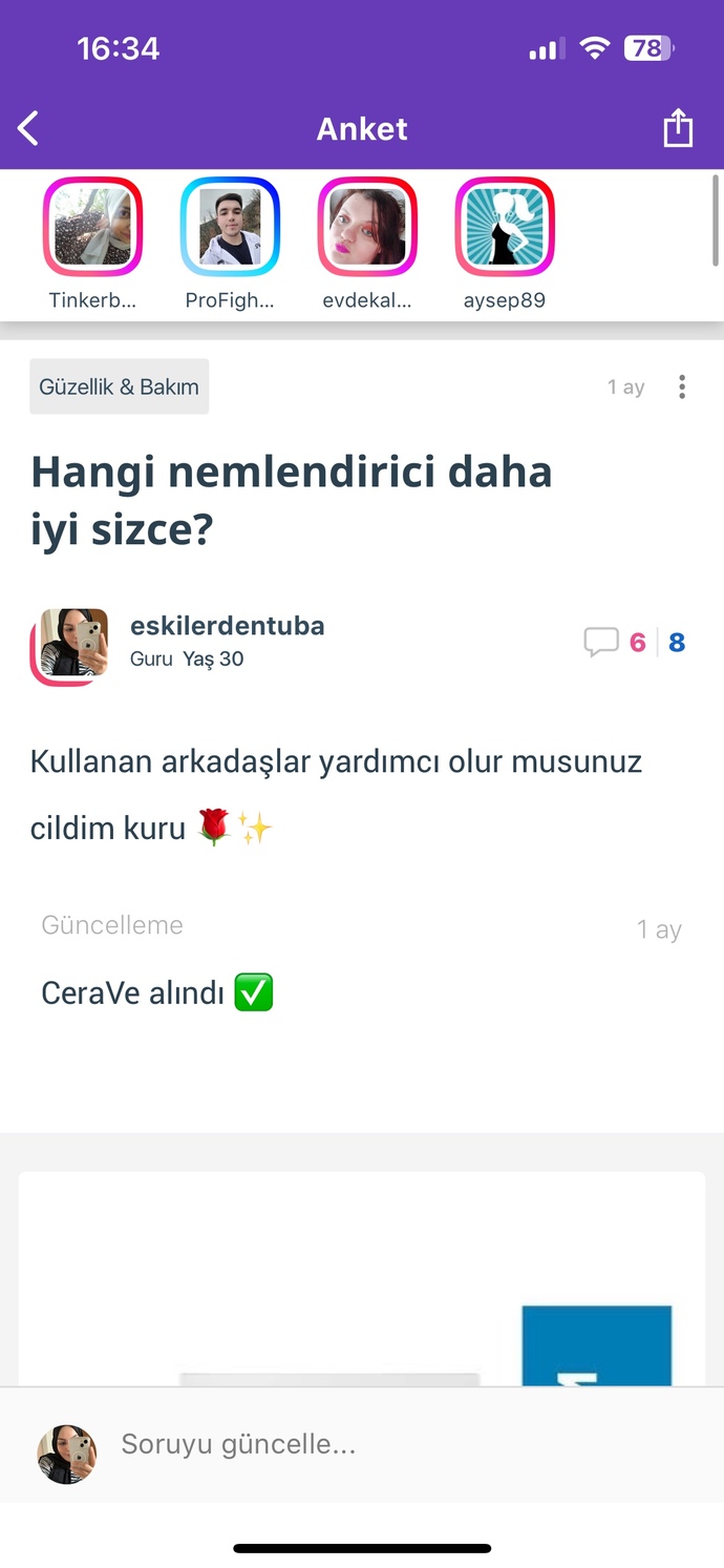 CeraVe kremi kim önermişti bana?