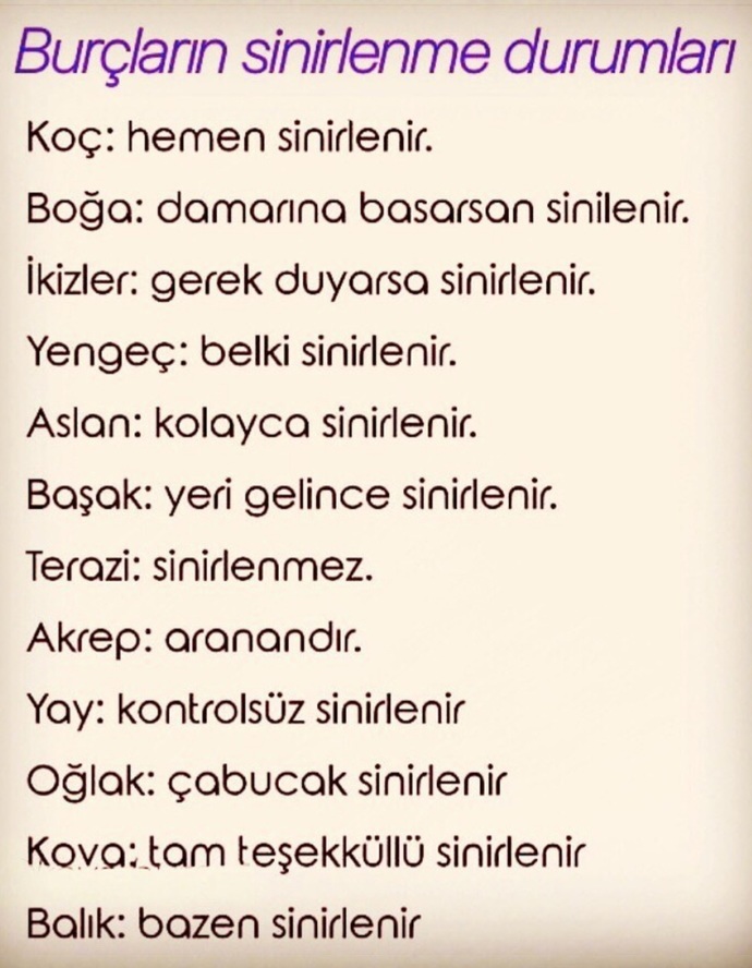 Burçların sinirlenme durumları nasil?