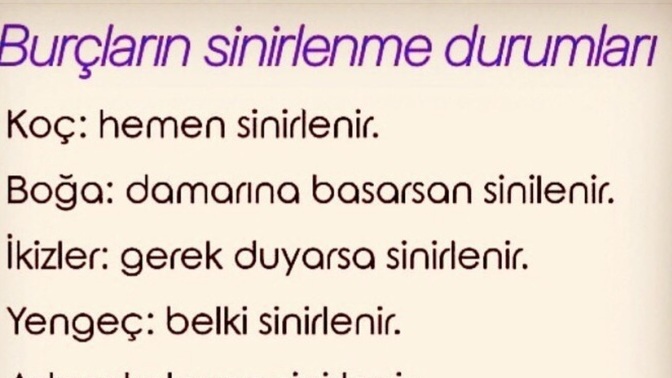 Burçların sinirlenme durumları nasil?