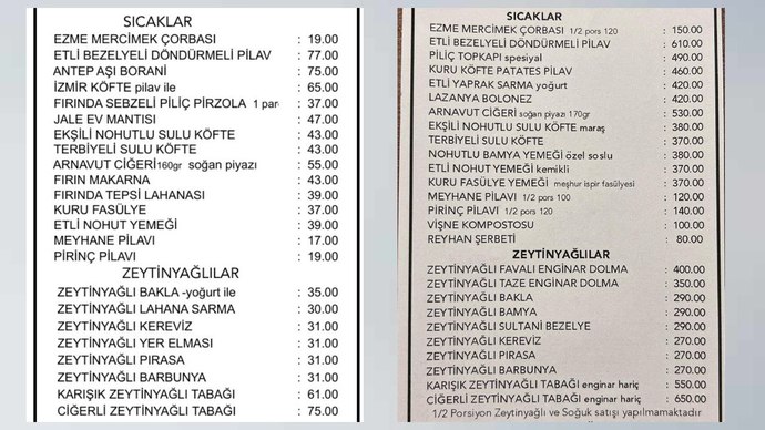 Ankara’da bir restoranın 2022 ve 2025 fiyatları viral oldu?