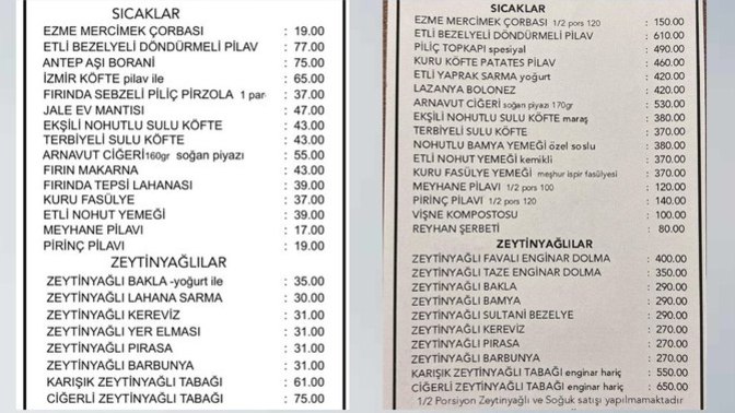 Ankara’da bir restoranın 2022 ve 2025 fiyatları viral oldu?