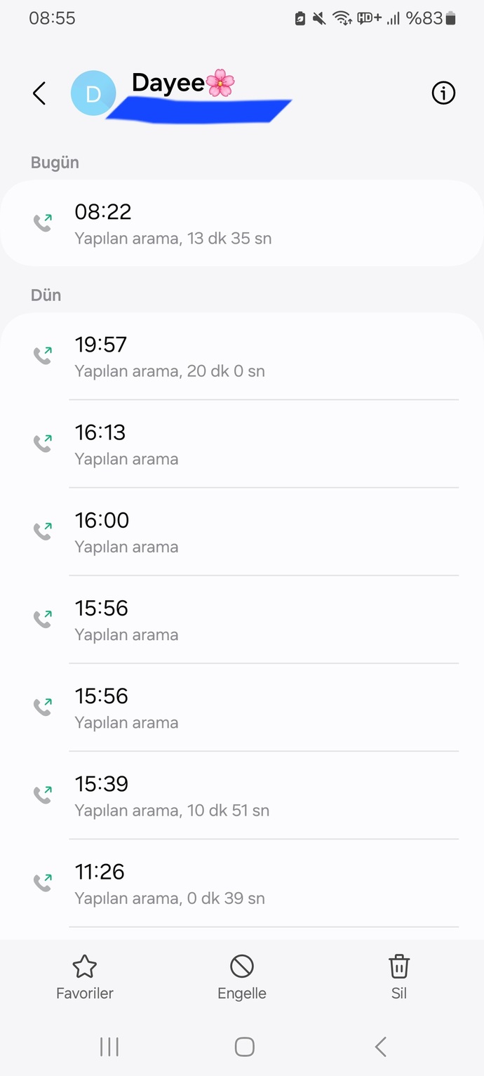 Son aramalarınızda en çok kim var?