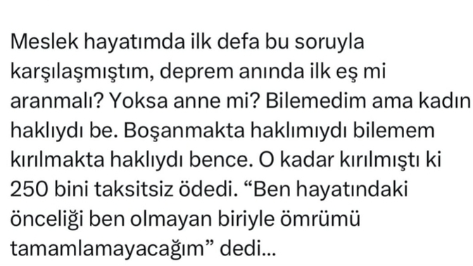 Deprem anında ilk eş mi aranır anne mi aranır?