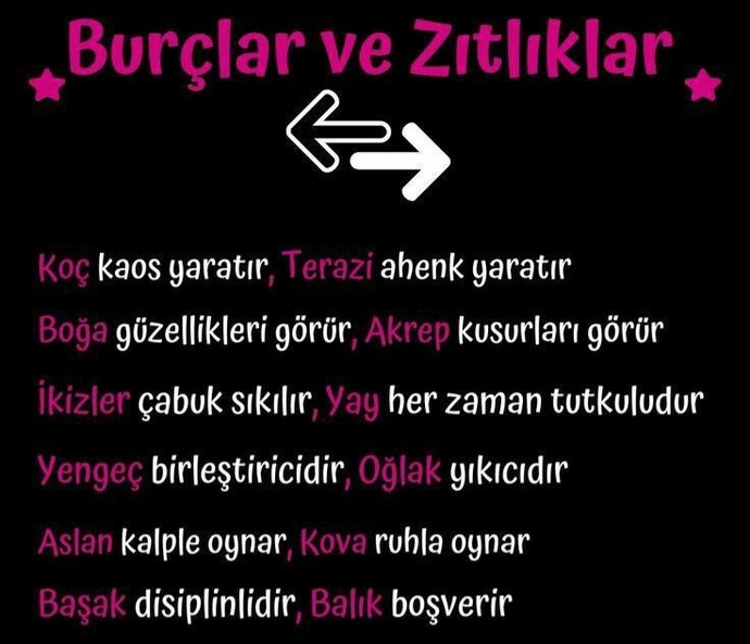 Senin burcunun zıt yanı nedir?