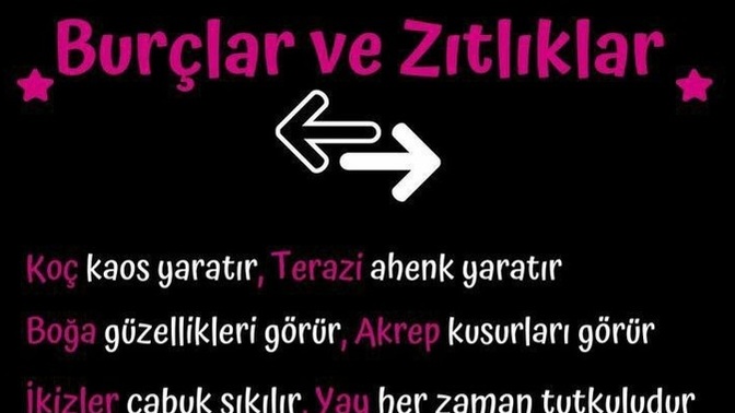 Senin burcunun zıt yanı nedir?