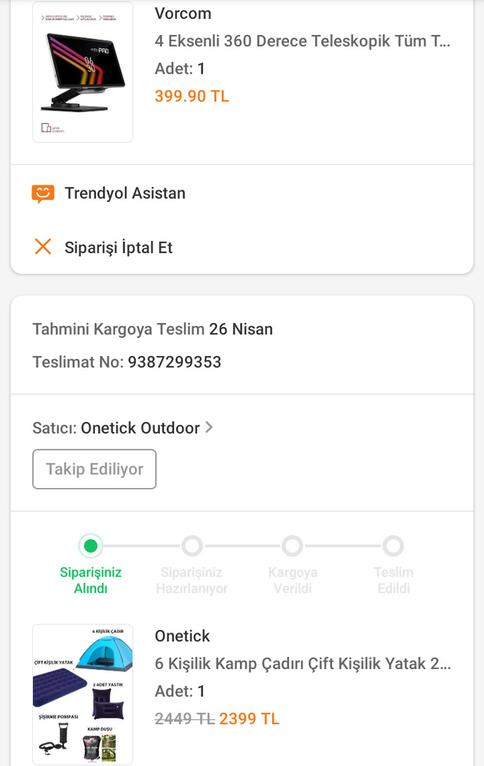 Son alışverişiniz neydi?