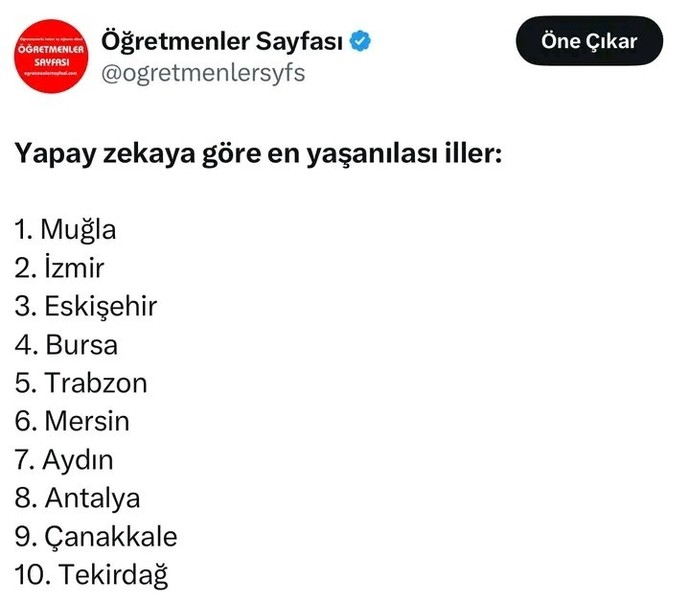 Hangi şehir yaşanılır?