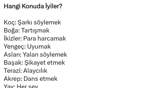 Burcunuza göre iyi olduğunuz konular nelerdir?
