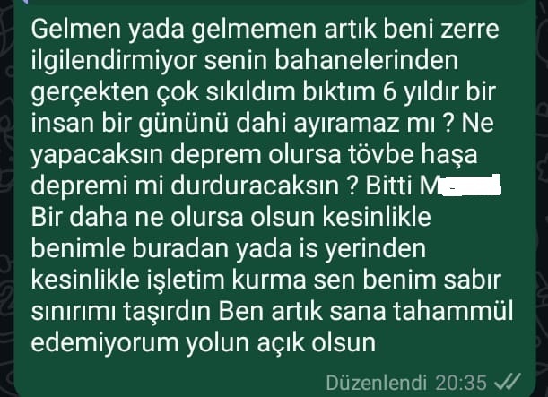 Buluşmaya 3 defa gitmediğim kişi bunu yazdı?