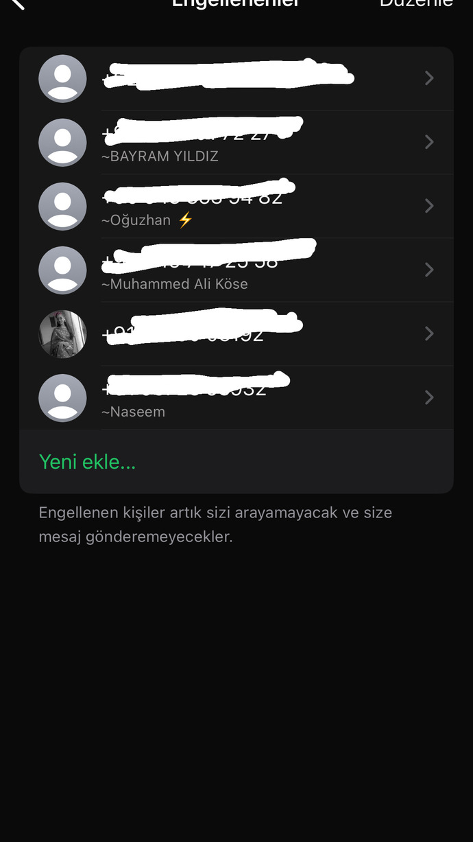 Bazısında isim yazarken bazısında isim niye yazmıyor numaraların altında ( Hiçbiri bende kayıtlı değil.)?