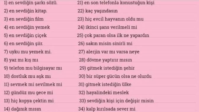 Yeni flörte ilk sorduğunuz sorular hangiler?
