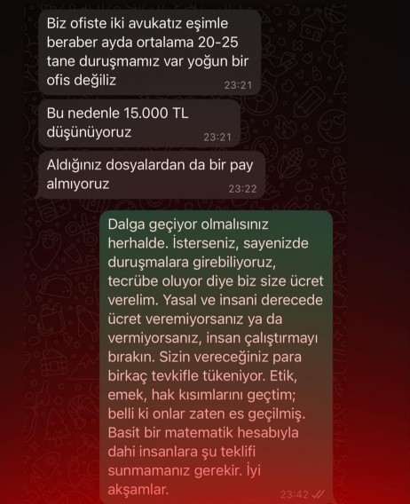 Bir avukata teklif edilen maaş. Ne düşünüyorsunuz?