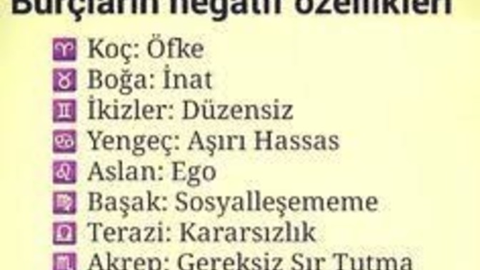 Senin burcunun negatif özelliği nedir?