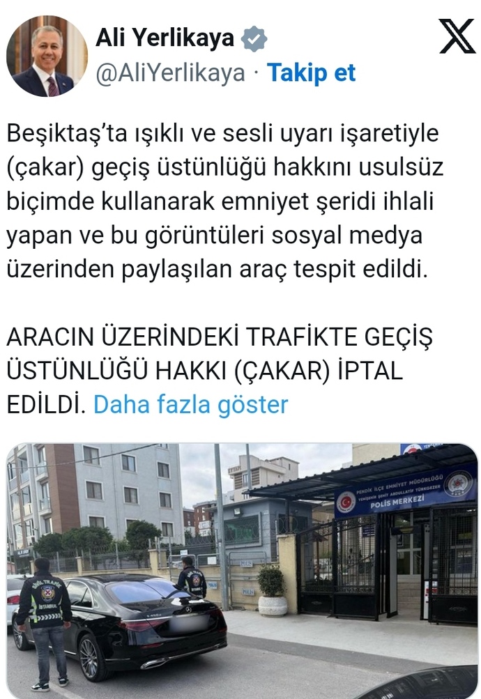 Çakarlı araç kullananlar kimden üstün ki kullanıyor ve emniyet şeridinden gidiyor?