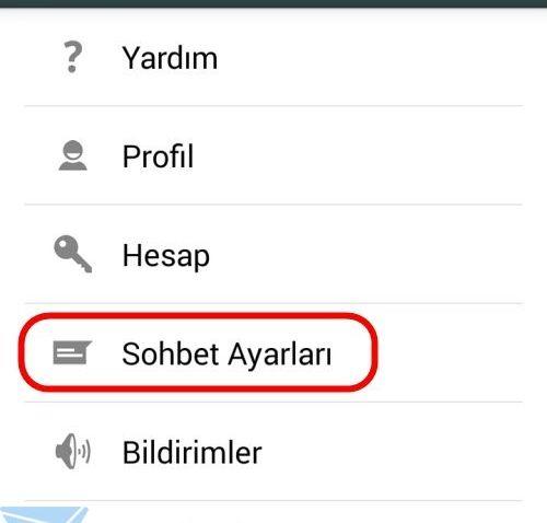 Whatsapp sohbet ayarları