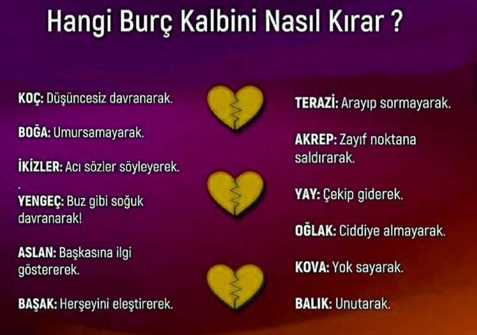 Hangi, burç kalbini nasıl kırarmış?