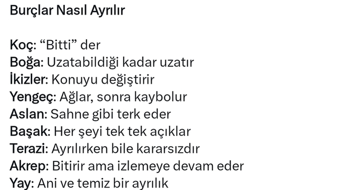 Burcunuza göre ilişkinizi nasıl bitirirsiniz?