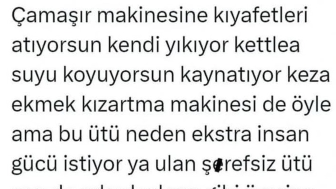 Ütü diğer eşyalar gibi üzerine düşeni niye yapmıyor 😃?