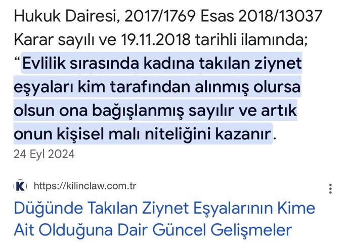Evlilikte kadına takılan altınlar ona aittir (mahkeme kararı) erkekler yine ağlayacak mı?
