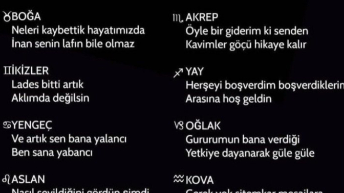 Burçların terketme sözleri nelerdir?