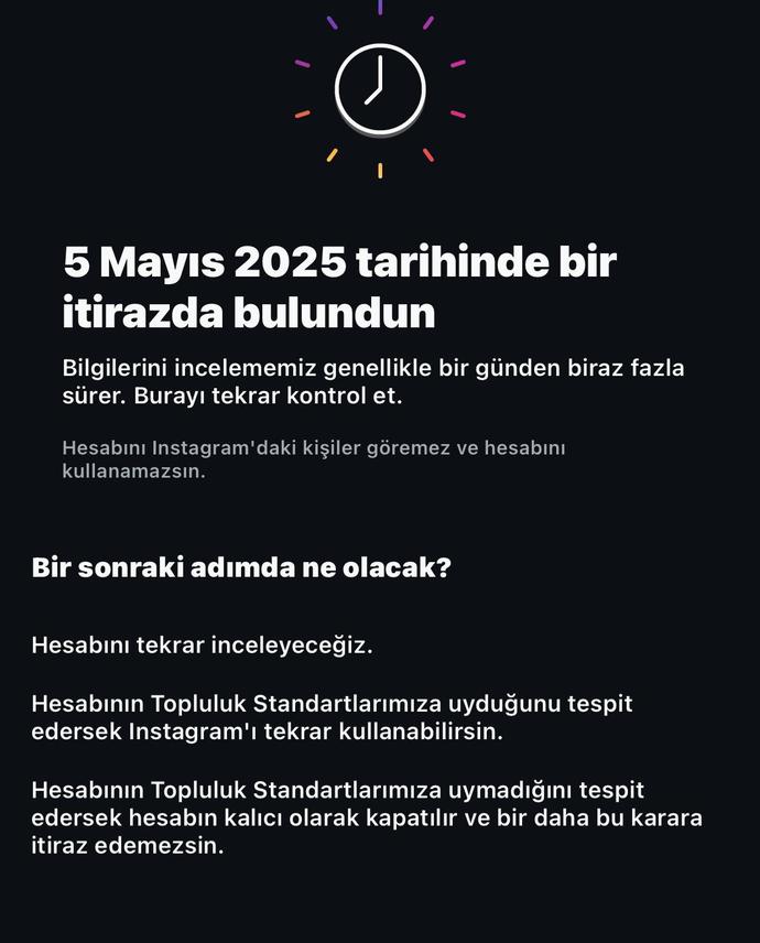 Arkadaşa bir video attım ve böyle bir uyarı aldım hesabım kapanırmı?